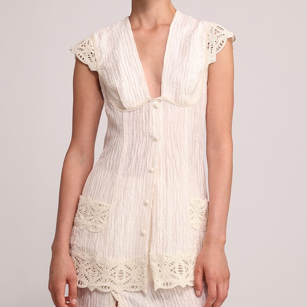 NWT Sabina Musayev Marlen Top in Ivory / Cream
